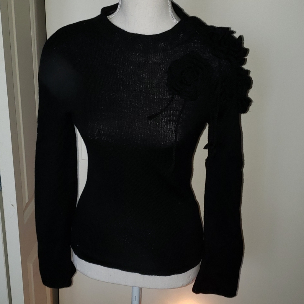 Designer black knit sweater